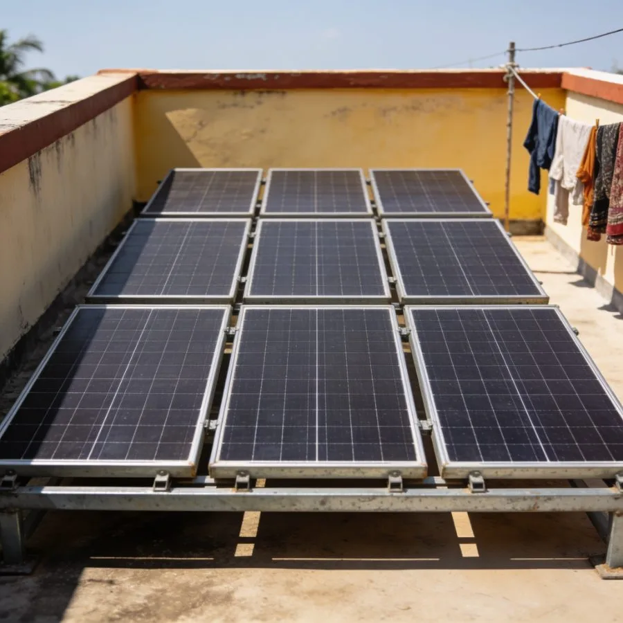 3 kW rooftop solar panel installation on a small Chennai home