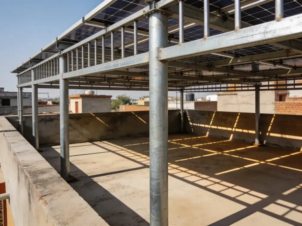 6 kW rooftop solar on an elevated GI structure in Chennai