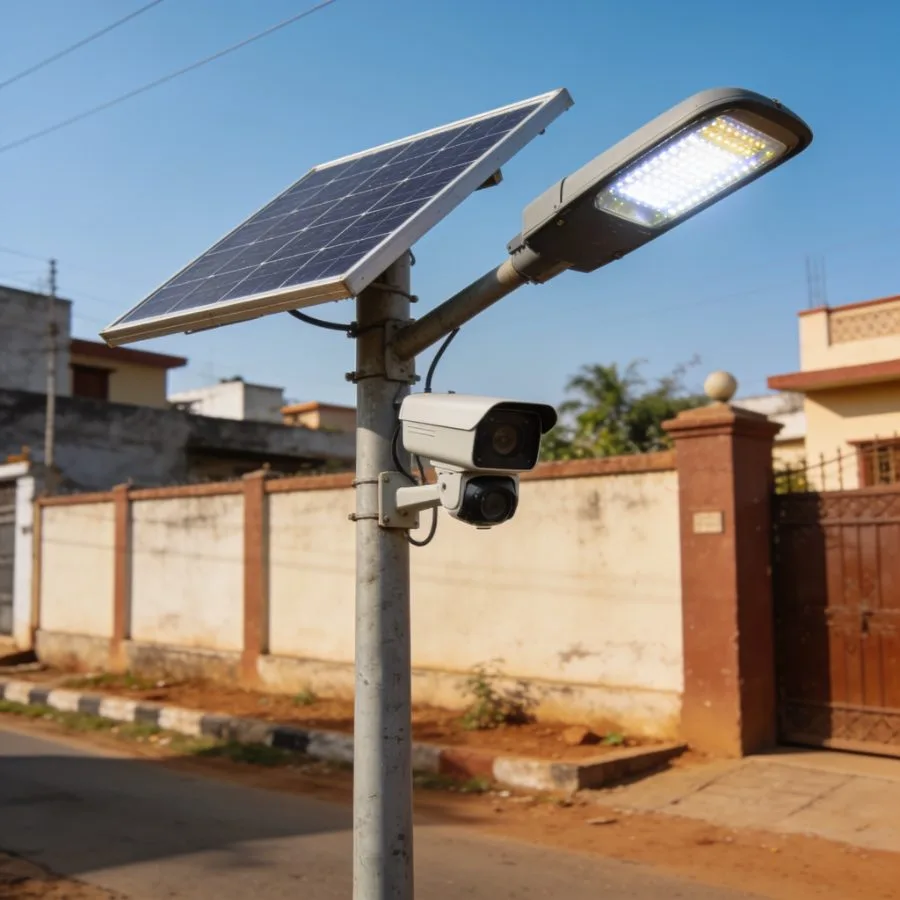 Off-grid solar installation running independently of the grid in Chennai